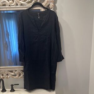 Theory Black Long Sleeve Dress.Linen